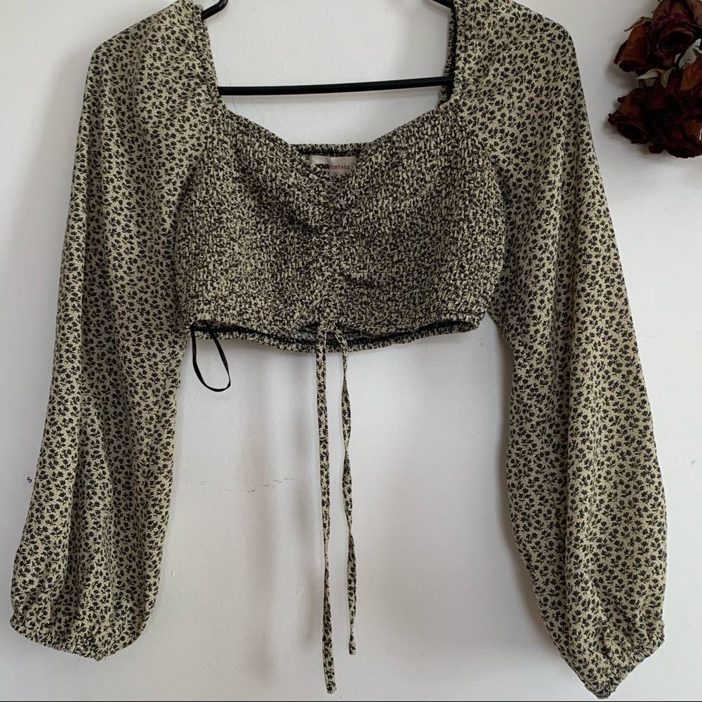 NOVA VINTAGE BALLOON SLEEVE SUPER CROP TOP WOMEN M